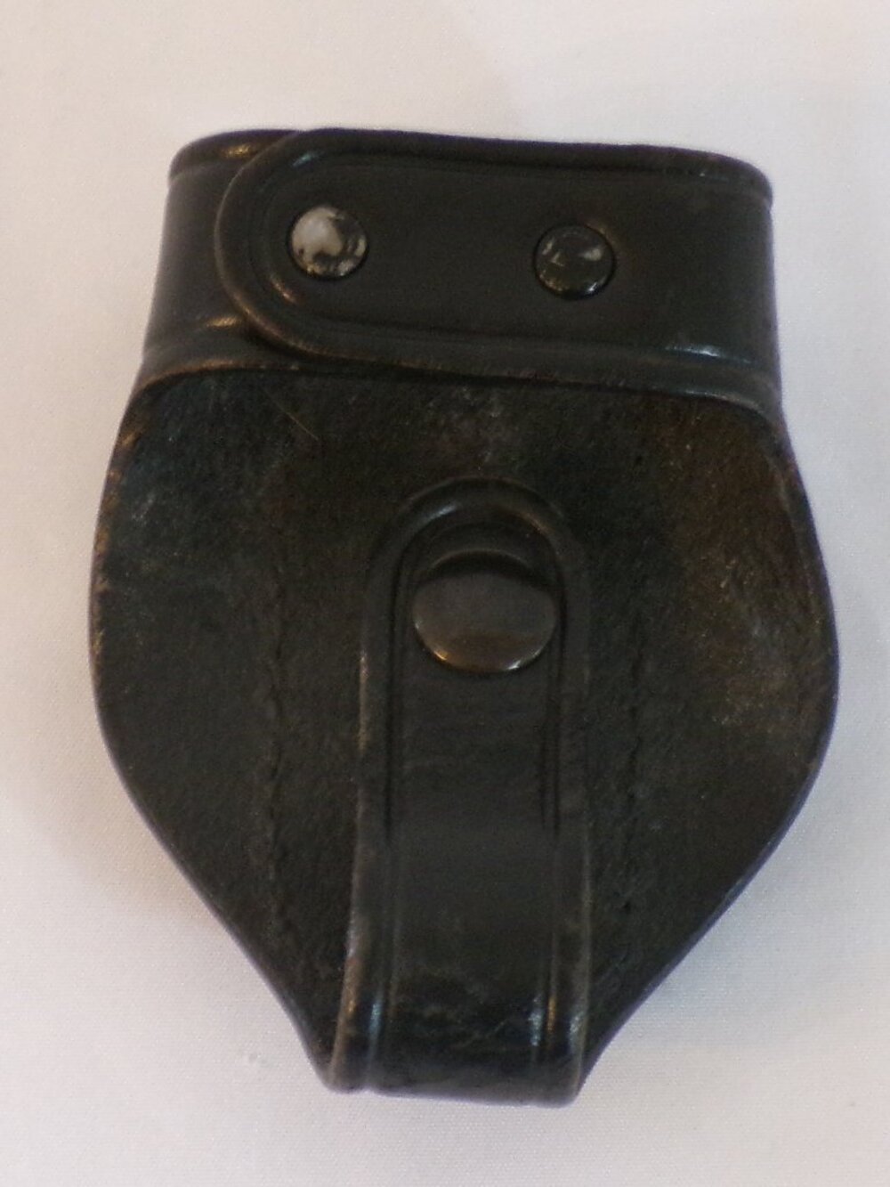 AKER BIKINI BLACK LEATHER CLIP-ON HANDCUFF BELT HOLSTER HOLDER
